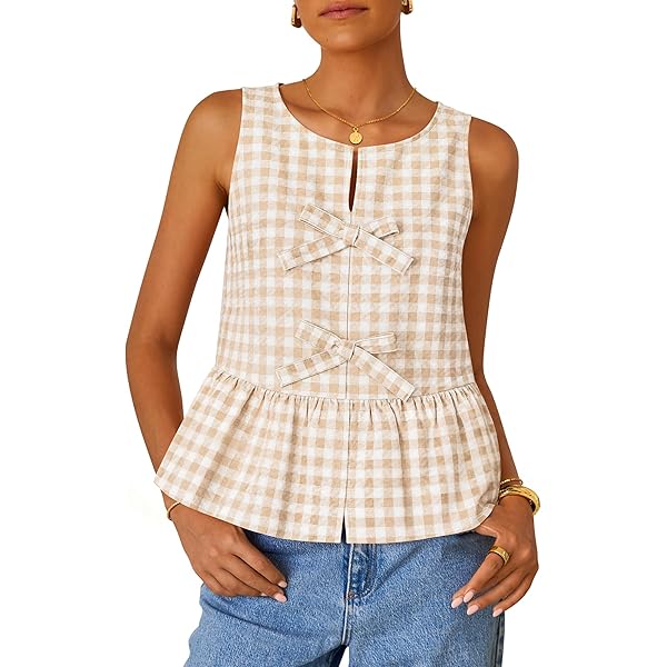 ZESICA Women's Summer Sleeveless Peplum Tank Tops 2026 Tie Front