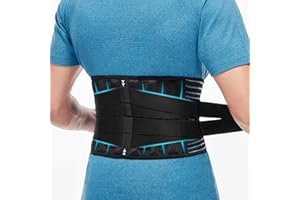 Glofit Back Braces for Lower Back Pain Relief with 6 Stays, Breathable Back Support Belt for Men/Women for work, Anti-skid lumbar support belt with 16-hole Mesh for sciatica