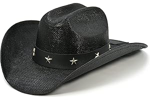 FLUFFY SENSE. Cowboy Hat for Women and Men - Straw Cattleman Crease Western Hats with Upgrade 4 inches Shapeable Wide Brim