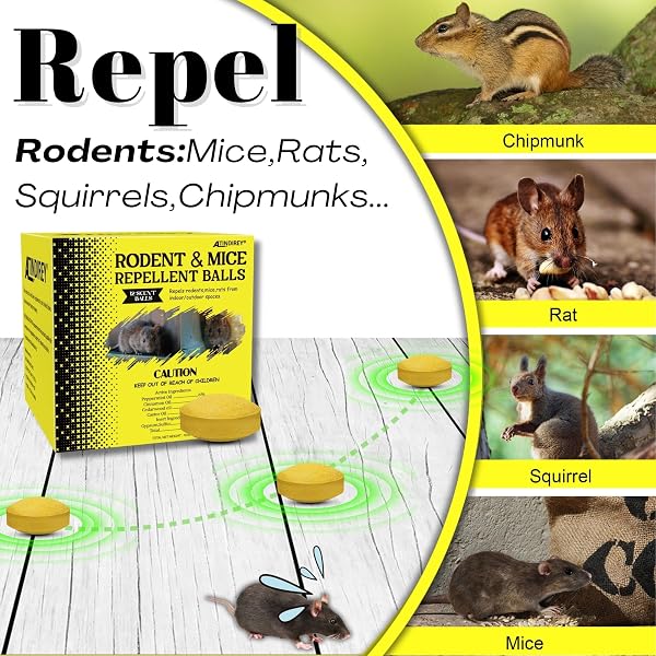 RODENT & MICE REPELLENT,INDOOR/OUTDOOR/CAR ENGINE PROTECTION,LONG-LASTING PEPPERMINT OIL FORMULA,SAFE FOR PETS & KIDS,30-60 DAYS EFFECTIVE MOUSE DETERRENT