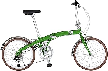 Amazon Fiat Al Fdb7v グリーン 軽量アルミフレーム コンパクト折りたたみ自転車 ドルフィンフレーム 7段変速 前後フェンダー付き 1199 中 フィアット Fiat 折りたたみ自転車