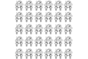 MAHIONG 70 Pack 1/4 Inch M6 Wire Rope Clamp, Zinc Plated Wire Rope Clip, Carbon Steel Cable Clamps, U Bolt Saddle Fastener Clothesline Tightener, Silver