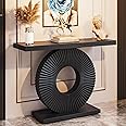 Tribesigns Modern Console Table with Geometric Base, 40 inch Wood Entryway Table Sofa Table Narrow Long, Contemporary Accent Table for Living Room, Entryway, Hallway, Black