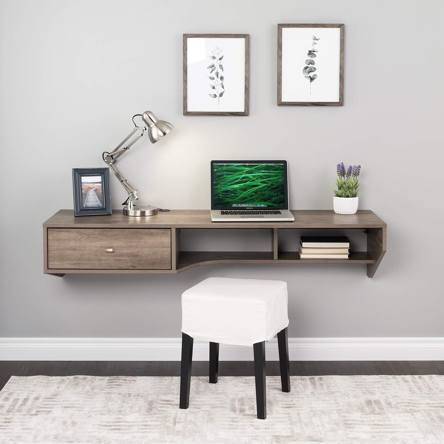 Prepac Modern Floating Desk with Drawer, 58.25