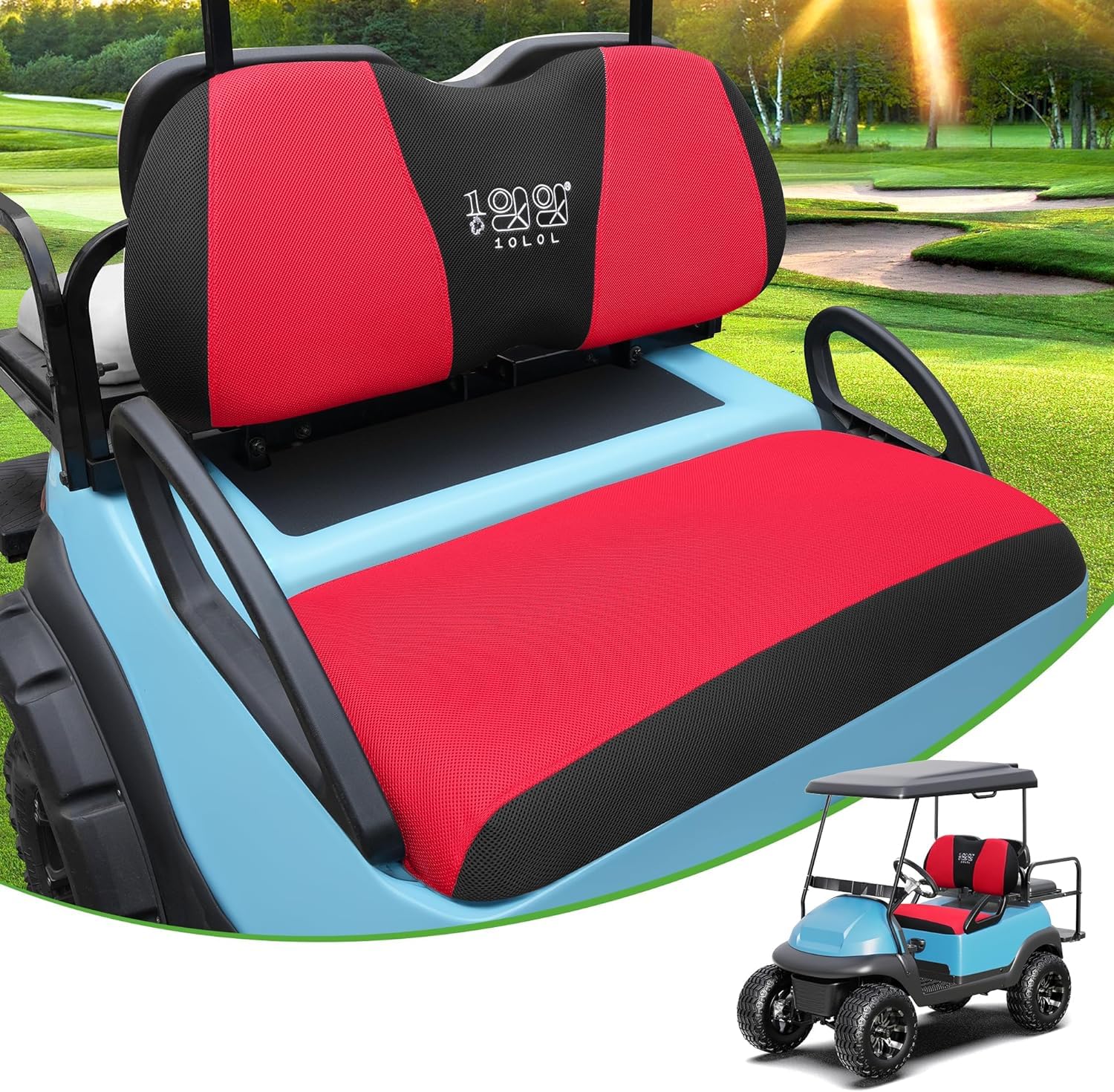 10L0L Golf Buggy Seat Cover, Easy Install Breathable and Scratch Resistant Golf Cart Seat Cover, Washable Polyester Bench Full Front Seat Protector for Yamaha/Club Car DS/Precedent