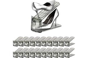 beehomay Shoe Slots Organizer,Adjustable Shoe Rack with Three Levels,Shoe stackers for a Pair of Shoes (Grey Clear, 20 Pack)