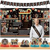 Lovarywow 60th Birthday Decorations for Men Women - 14PCS Vintage 1966 Birthday Banners Hanging Swirls Honeycomb Centerpieces Backdrop Sash Party Decor, Happy 60 Sixty Years Old Bday Supplies