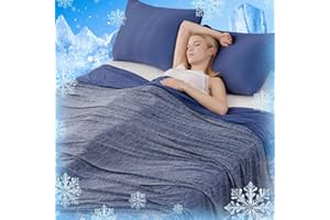 Syalife Cooling Blanket for Hot Sleepers, Summer Blanket with Japanese Q-Max>0.5 Arc-Chill Cooling Fiber, Double sided Ultra-Cool Lightweight Blanket (Navy Blue, 50"x 70")