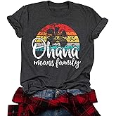 Ohana Means Family Tshirt Women: Hawaii Tropical Graphic T-Shirt Summer Vacation Short Sleeve Tee Top