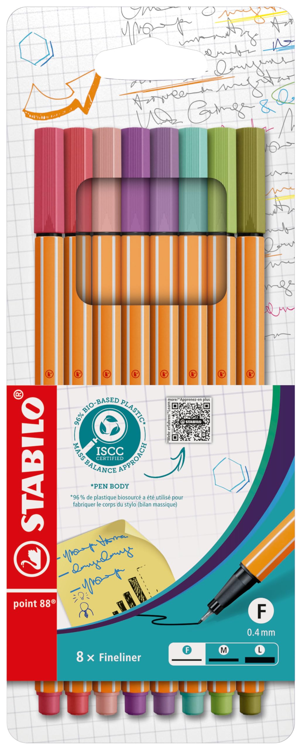 STABILO point 88 - Fineliner - Pack of 8 - Assorted Colours