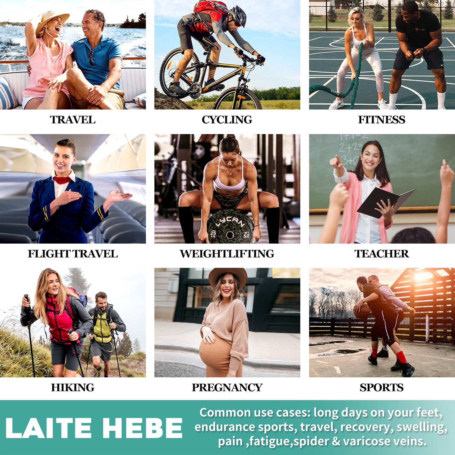 Laite Hebe 3 Pack Compression Sock-Compression Sock For Women and Men Circulation -Best for Running,Athletic Sports