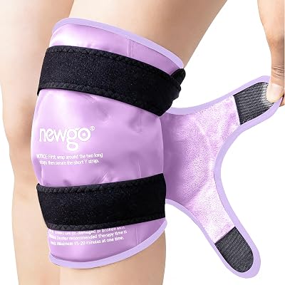 NEWGO Reusable Knee Ice Pack Wrap Full Coverage Gel Pad Purple