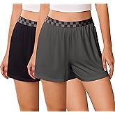 Ekouaer Womens 2 Pack Pajama Shorts 2026 Comfy Elastic Waist Sleep Shorts Bamboo Viscose Soft Pj Bottoms with Pockets