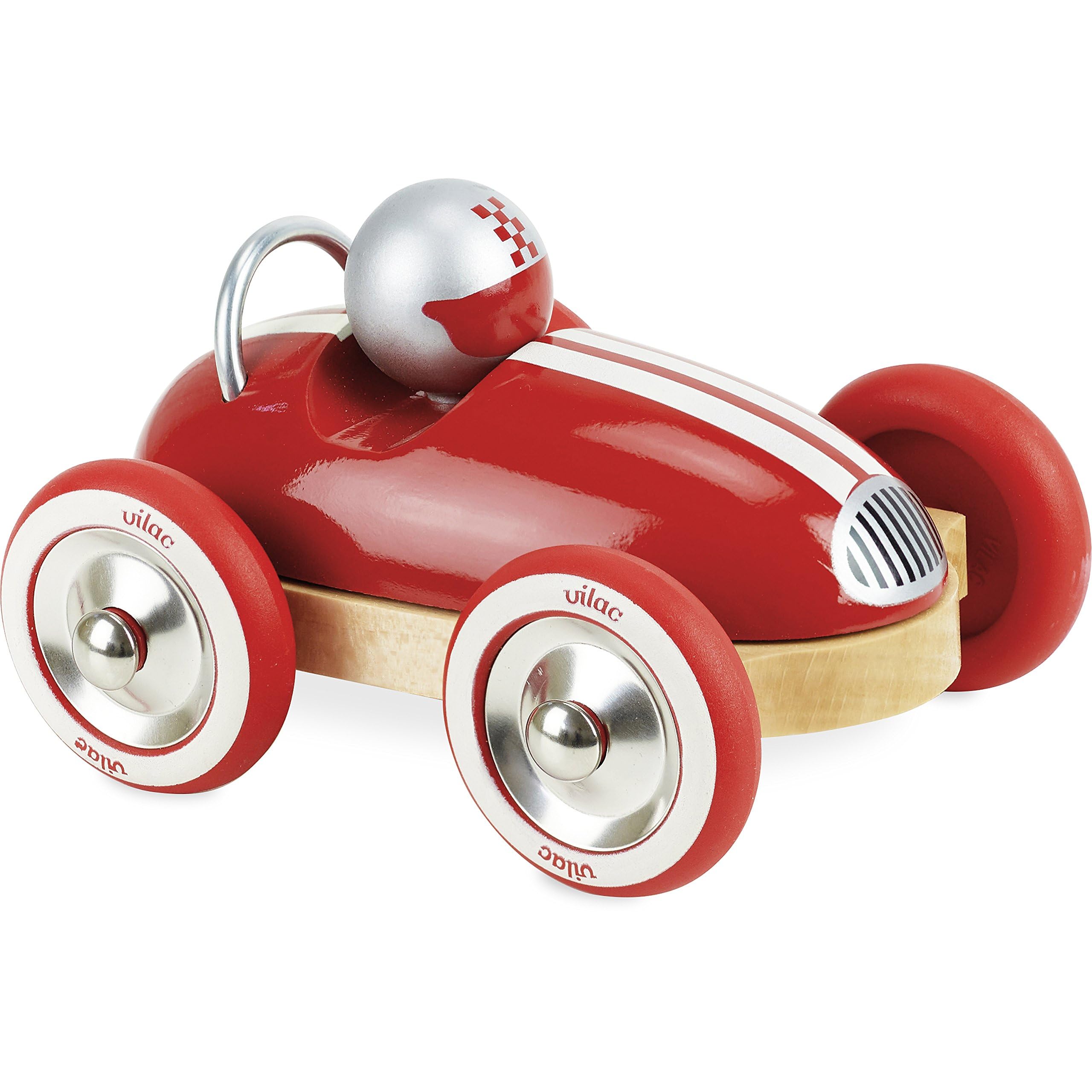 Vilac Vintage Roadster Wooden Racing Push and Pull Toy Car, Comes In Lovely Box, Develops Fine Motor Skills, Handcrafted In France, 2 Years+, Red โ image 1