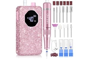 SAVILAND Professional Nail Drill 40000 RPM: Portable Diamond Nail Drill Kit Rechargeable 4000 mAh Electric Nail File for Thick Acrylic Nails with Ceramic Nail D rill Bits Sanding Bands Nail Tech Salon