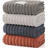 Bedvcaty Luxury 4-Piece Quick-Dry Bath Towel Set 27.5X 55 Inches – Ultra Soft Microfiber for Bathroom, Bar, Pool, Gym & Travel – Elegant Twill Design