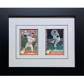 Trading Card Frame for 2 Trading Cards with White (Black Trim) Matting and Balck Frame