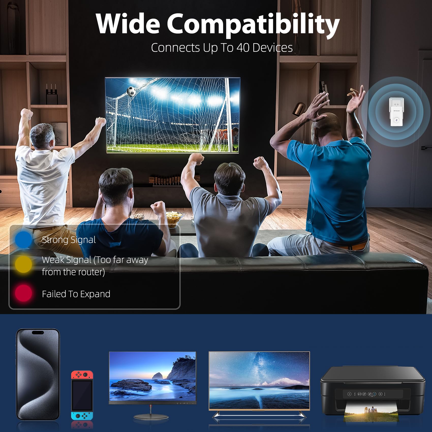 2024 WiFi Extender, 2.4G/5G WiFi Extenders Signal Booster for Home Covers Up to 9800 Sq. Ft and 40 Devices, 4.5X Faster Dual Band WiFi Booster and Signal Amplifier