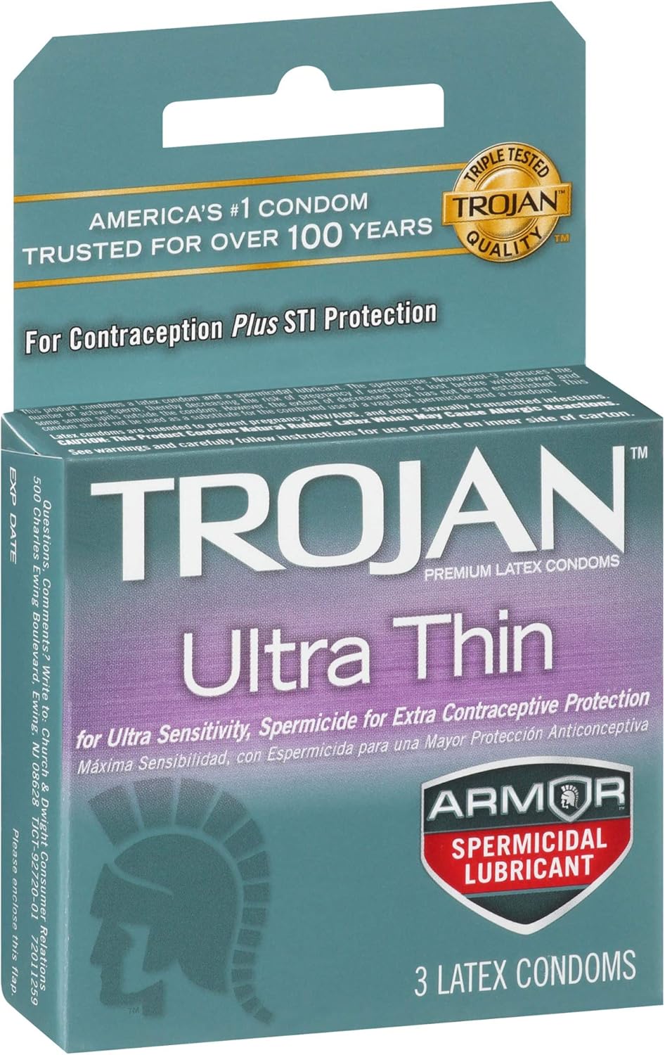 Amazon De Trojan Ultra Thin Kondome Mit Spermizidem Schmiermittel 3 Stuck