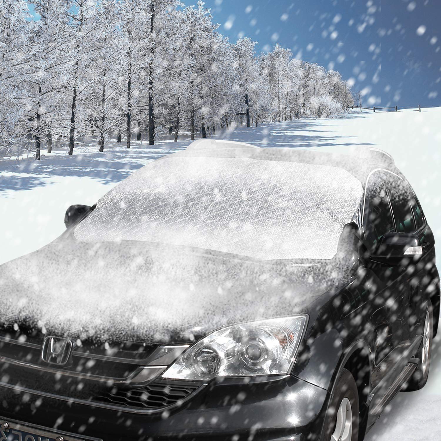 bedee Car Windscreen Snow Cover, Windscreen Sun Shade Car Windshield Dust Cover Car Window Frost Ice Snow Cover for Summer/Winter all Weather Medium