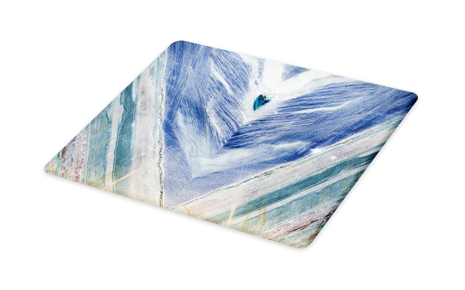 Lunarable Marble Cutting Board, Onyx Stone Tribal Style with Color Elements Agate Authentic Pattern, Decorative Tempered Glass Cutting and Serving Board, Large Size, Teal Dark Blue Pale Grey