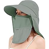 LA CARRIE Women Sun Hats Detachable Wide Brim UV UPF 50+ Face Mask Visor with Neck Flap Hat for Summer Beach