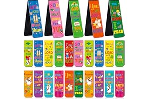 Harloon 48 Pcs Christian Bookmarks for Kids Bible Verses Magnetic Bookmarks Religious Inspirational Book Markers Bible Scripture Bookmarks Christian Gifts for Sunday School Classroom Reward (Cute)