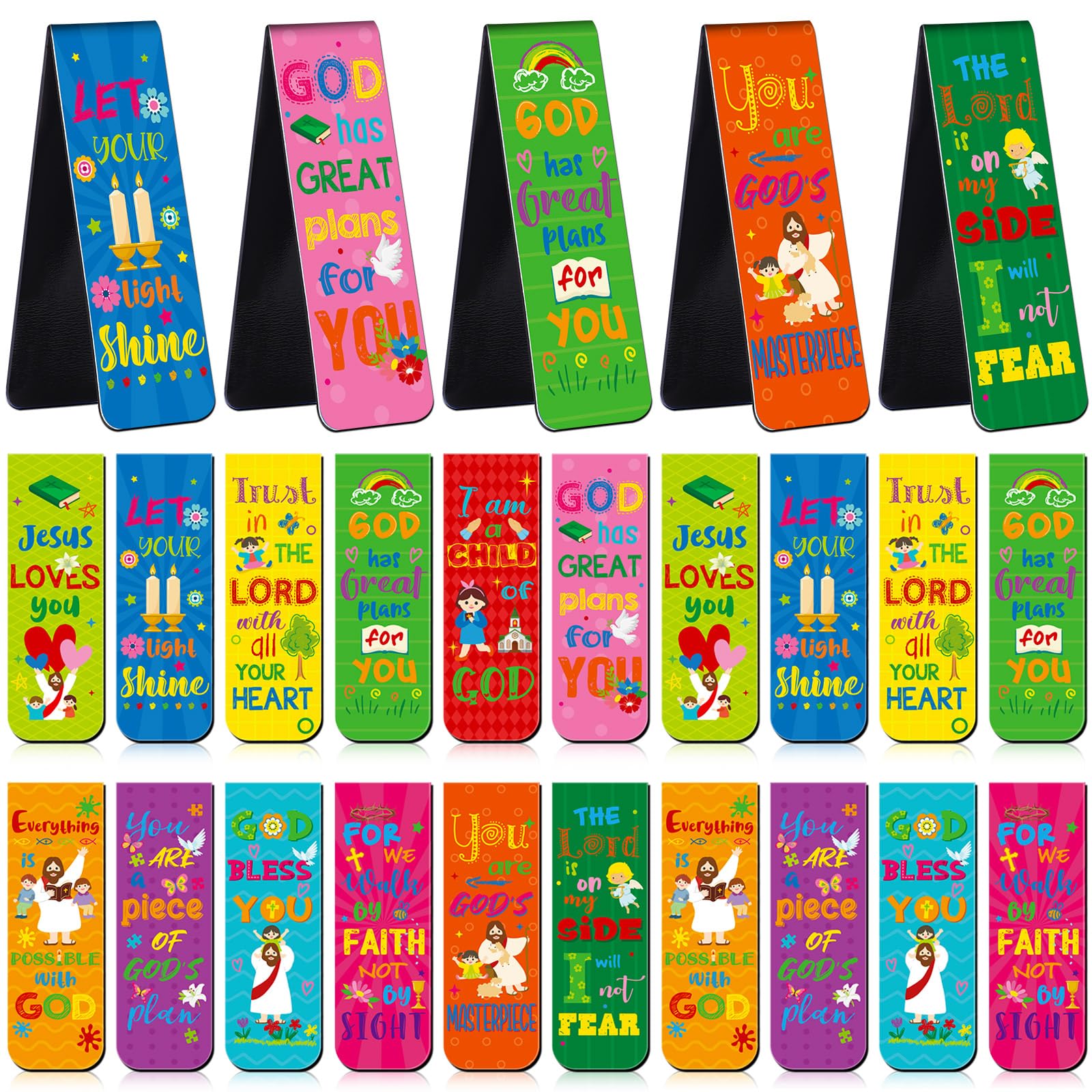 Photo 1 of Harloon 48 Pcs Christian Bookmarks for Kids Bible Verses Magnetic Bookmarks Religious Inspirational Book Clips Bible Scripture Magnets Christian Gifts for Sunday School Vbs Classroom Reward(Cute)