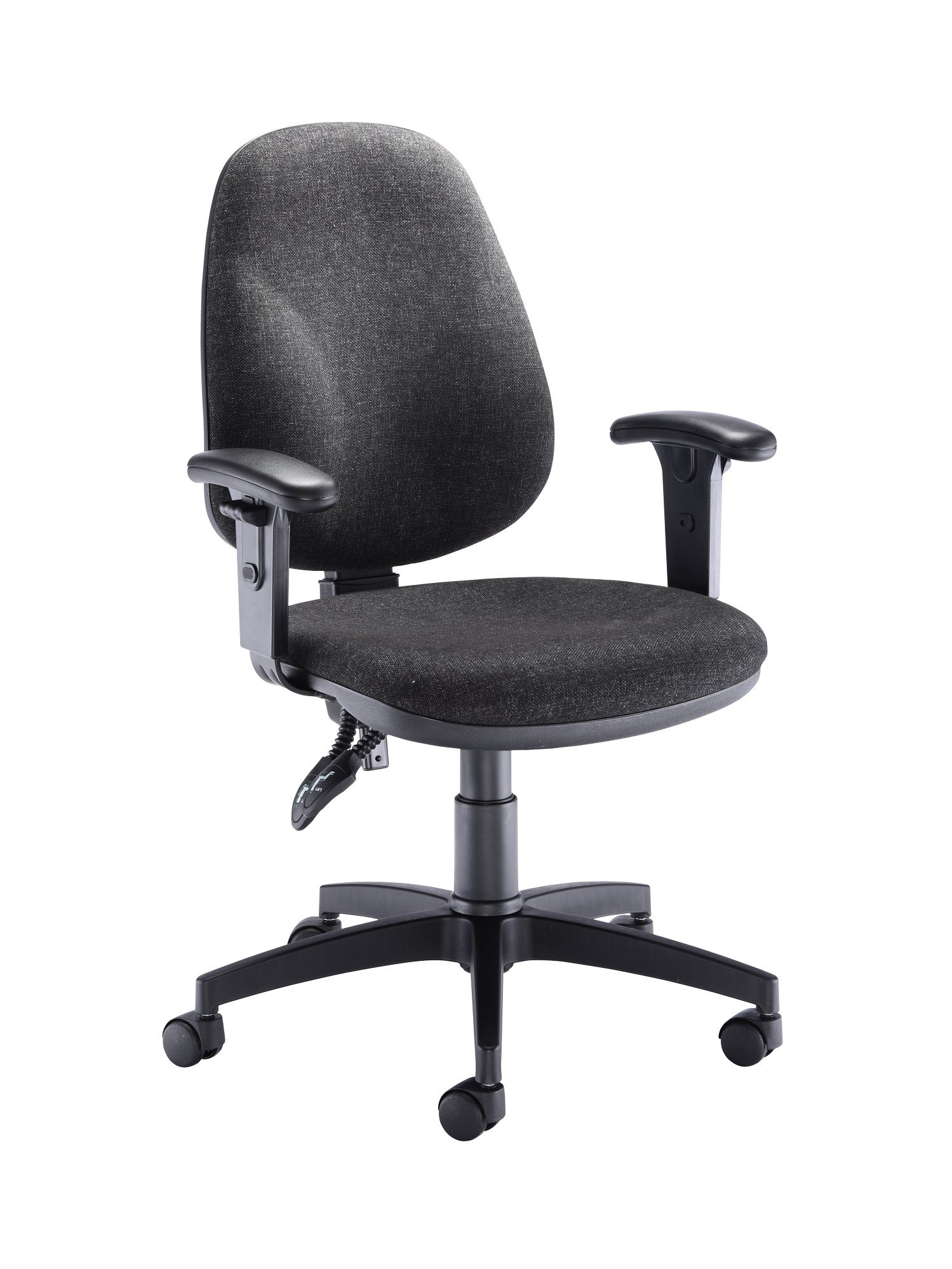 Office Hippo Mid Back Desk Chair, Ergonomic Home & Office Chair With Height Adjustable Seat & Arms, Lumbar Support For Extra Comfort, Computer Chair For Daily Use - Charcoal Grey