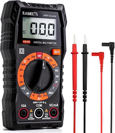 KAIWEETS KM100 Digital Multimeter Voltmeter Ohm Continuity Tester CAT III 600V