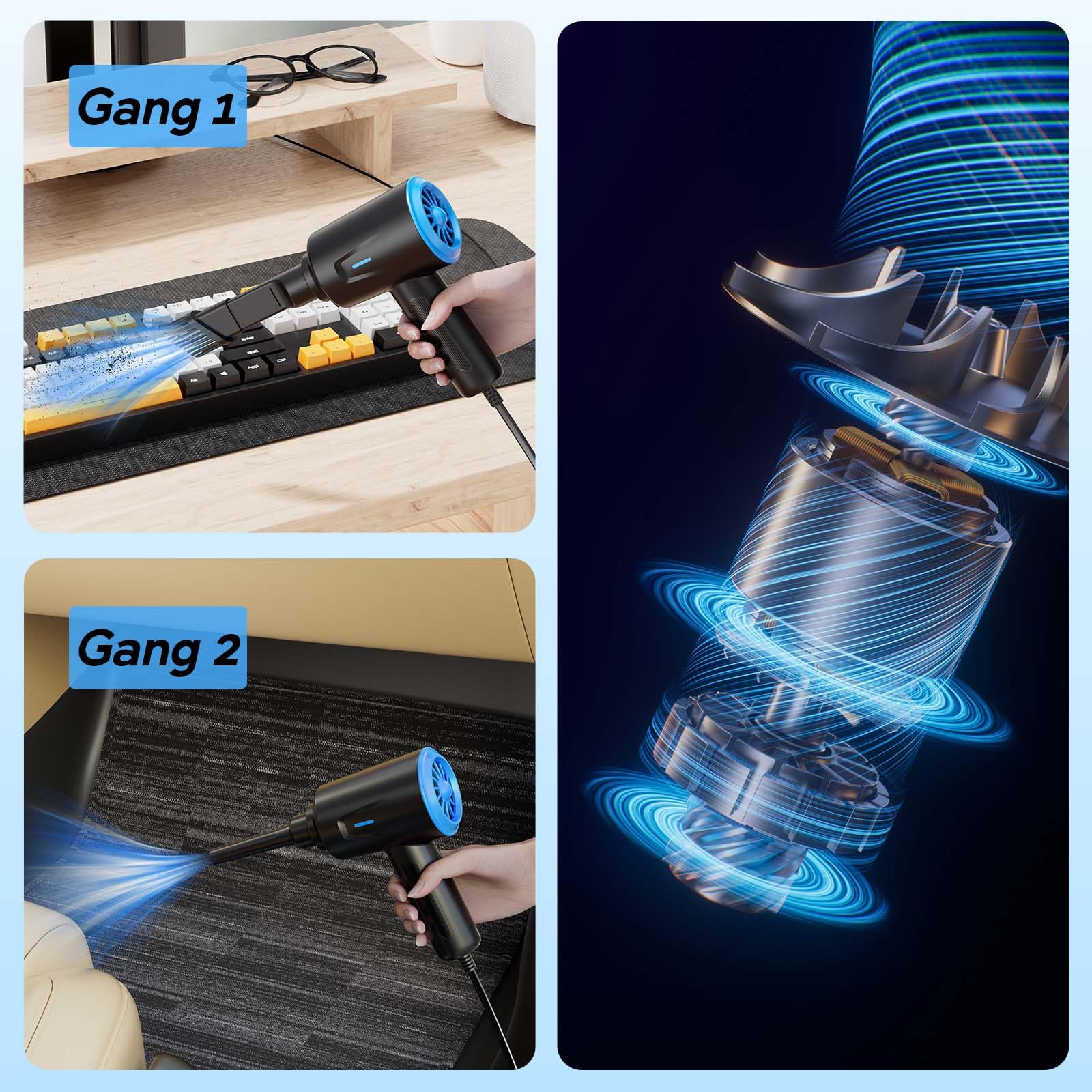 Elektrische Staubgebläse - 500W Druckluft - 5.74 oz Compressed Air - PC Reinigungsset für Laptop - Tastatur - Auto - Bürogeräte 2