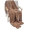 DECOMALL Decorative Throw Blanket with Fringe Soft Striped Multi Color Throws for Couch Sofa Armchair Bed 50”x 60” (Red Multi, 50”x 60”)