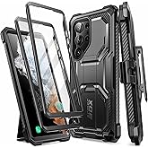 i-Blason for Samsung Galaxy S23 Ultra Case with Stand, [2 Front Frames] [Built-in Screen Protector] [Belt Clip Holster], Military-Grade Shockproof Rugged Phone Case for Samsung Galaxy S23 Ultra, Black
