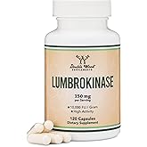 Lumbrokinase Enzymes Supplement - 120 Capsules (Max Activity 10,000 FU/Gram) 150mg per Serving (No Fillers, Non-GMO, Gluten Free) for Cardiovascular and Blood Circulation Support by Double Wood