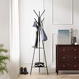 VASAGLE Coat Rack Stand Industrial 2 Shelves Hazelnut Black RCR016B01 view 3