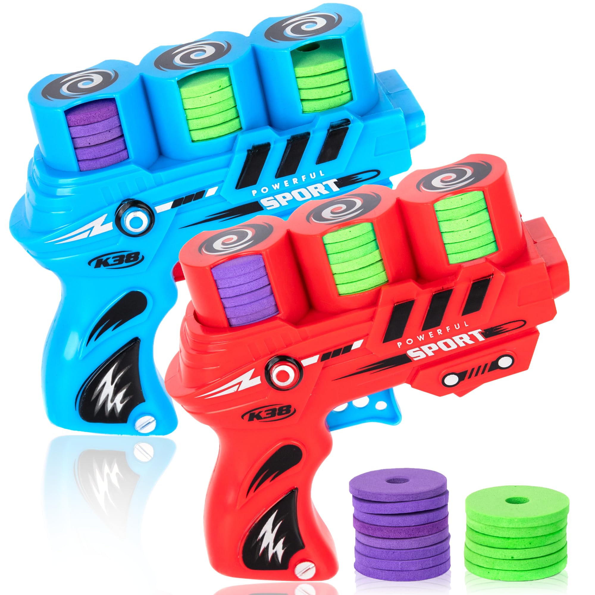 Photo 1 of ArtCreativity Foam Disc Shooter Set of 2 Disc Guns with 36 Flying Discs, Fun Toy Foam Blasters for Kids, Outdoor Games, Summer Activities, and Party Favors for Ages 8-12