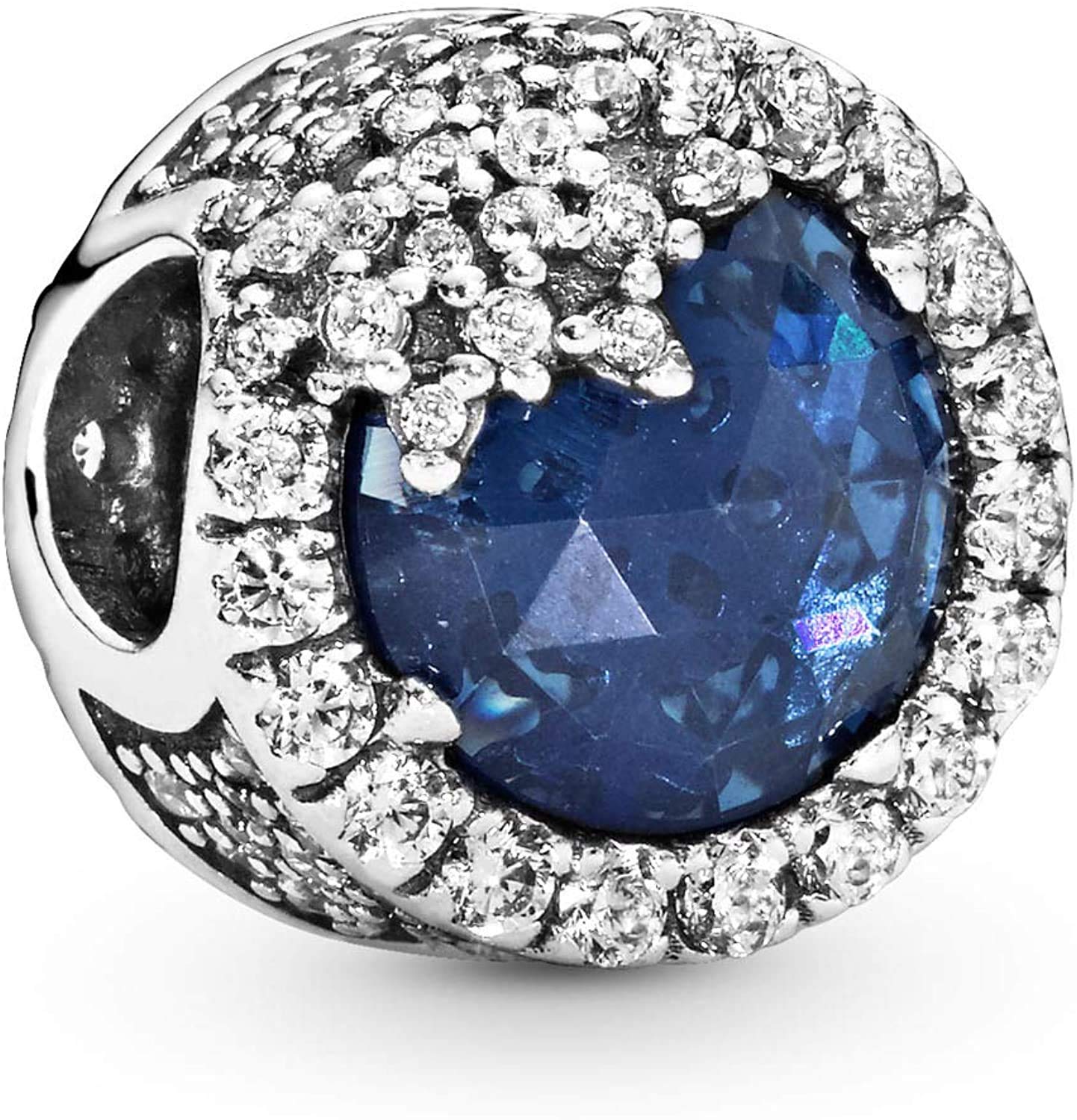 LaMenars Snowflake Charm for Bracelets & Necklace 925 Sterling Silver Beads Cubic Zirconia Charms for Womens Girls (C-Twilight blue Snowflake)