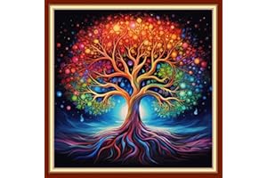 Dimensean Stamped Cross Stitch Kits Full Range of Embroidery Patterns Starter Kits for Beginners Adult or Kids DIY Cross Stitches Needlepoint Kits 11CT-Tree of Life 18x18 inch