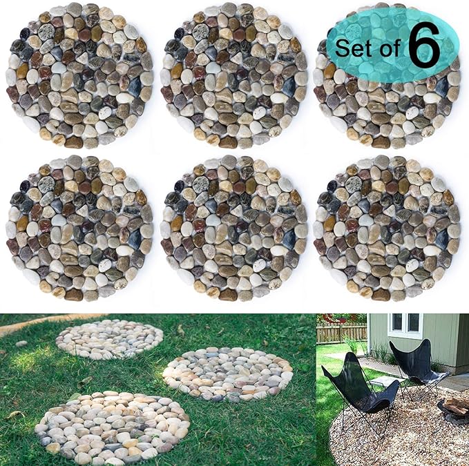 SUNFACE River Rock Trittsteine für den Garten, 6 Stück Art Deco