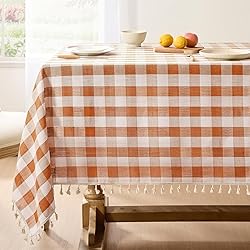 Softalker Fall Checkered Tablecloth Square, Heavy