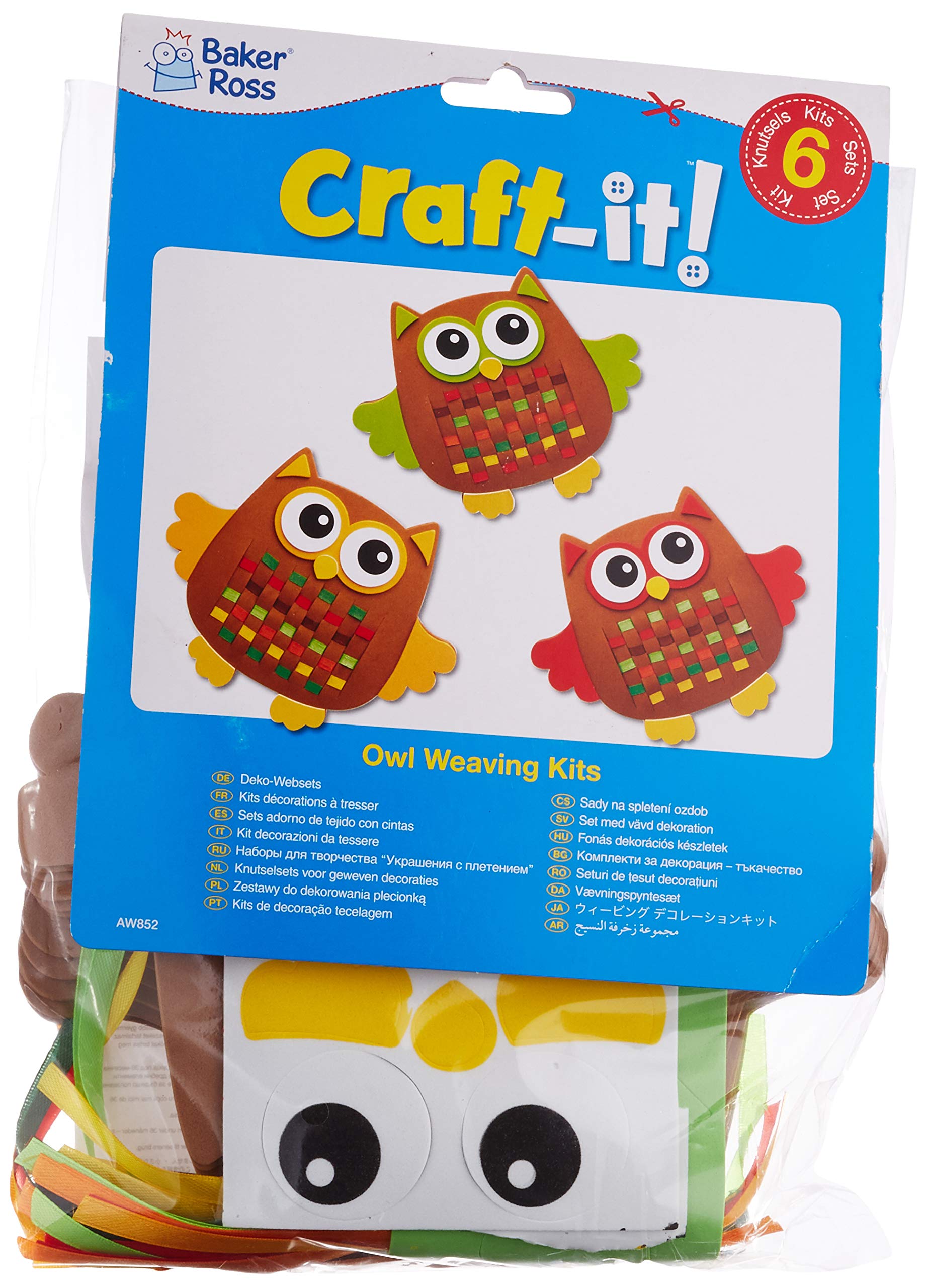 Baker Ross Owl Weaving Kit (Pack of 6) - Creative Activities for Kids