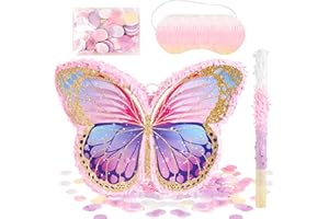 Homarkable Small Butterfly Birthday Decorations with Stick and Blindfold, Girls Butterfly Party Supplies, Fairy Woodland Theme Party Decorations
