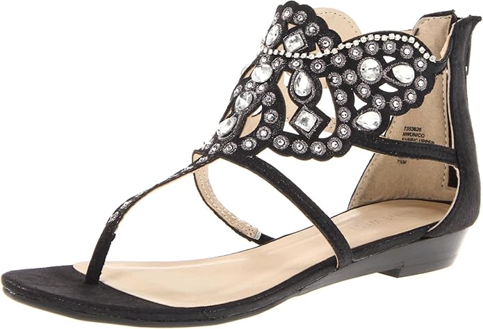 Amazon.com | Nine West Women's Unico Sandal, Black Leather, 5 M US | Sandals