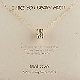 MaLove Lovely Simple Daily Tiny Small Dainty Delicate Teddy Bear Inspirational Pendant Necklace, Handmade Gold Tone Plated Pendant Necklace Jewelry Gift for Women