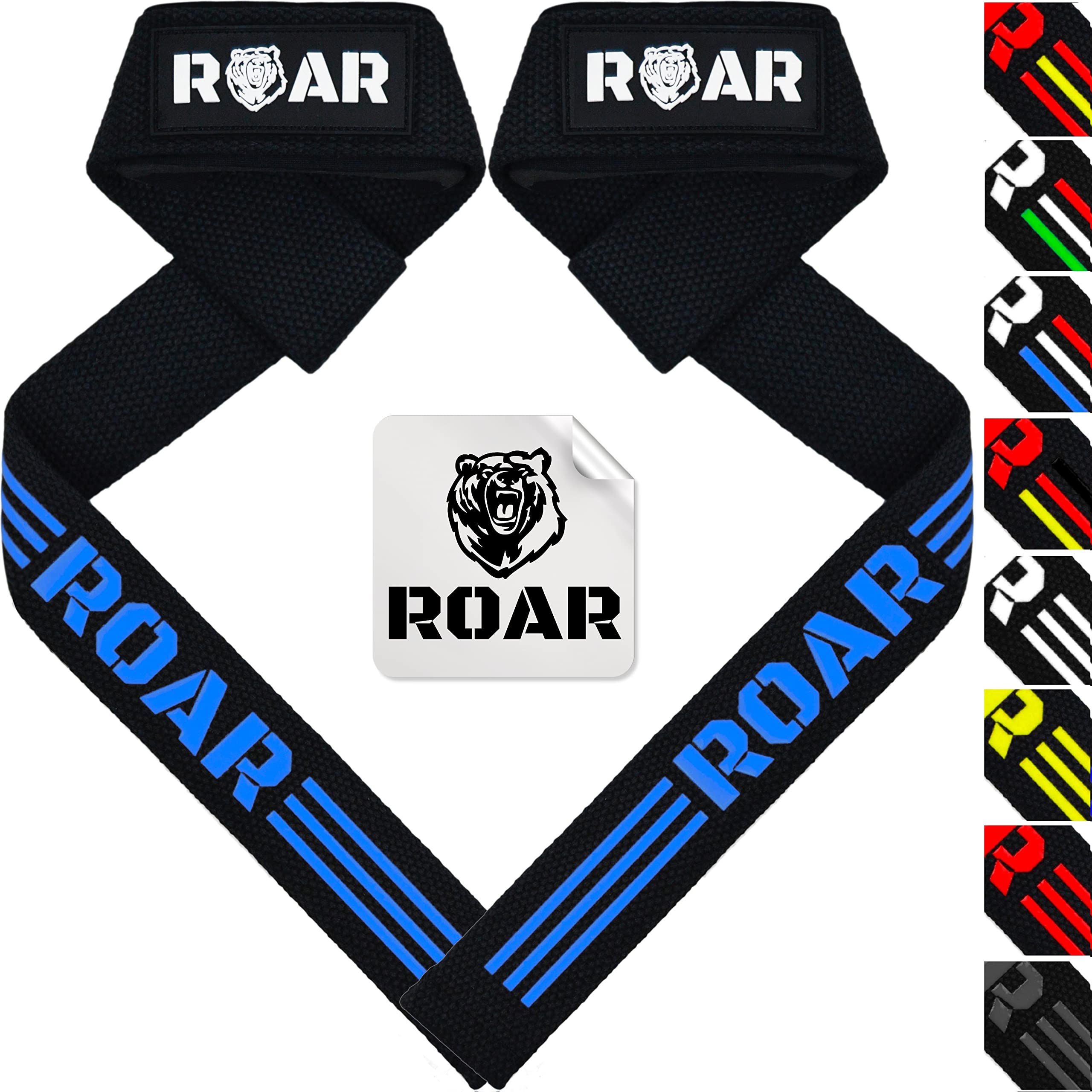 Roar® Weight Lifting Straps, Professional Deadlift Straps, Wrist Straps Weightlifting, Gym Wrist Straps, Weightlifting Straps for Men and Women, Bodybuilding Straps, Olympic Lifting Straps. (Blue)