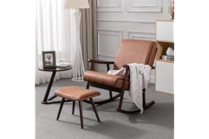 Okeysen Nursery Rocking Chair with Ottoman,Upholstered Rocker Chair Glider Chair for Nursery,Nursing Chair with Footrest,Mid Century Modern Accent Armchair for Nursery Bedroom Living Room