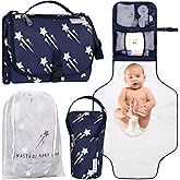 Nasteri Baby Gear Extra Large Portable Baby Changing Pad with Memory Foam Pillow & Insulated Bottle Bag - Waterproof Portable Changing Station for Girls & Boys - Navy