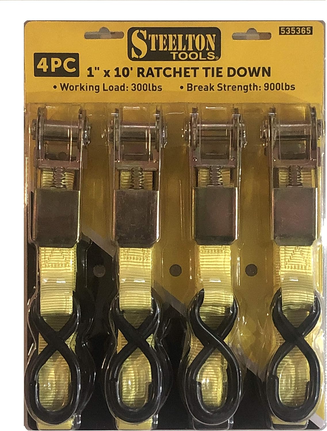 Ratcheting Steelton Tools Ratchet Tie Down Straps Moving And Securing Cargo 4 Pack 1 In X 10 Ft Straps Yellow 900lbs Break Strength Exterior Accessories