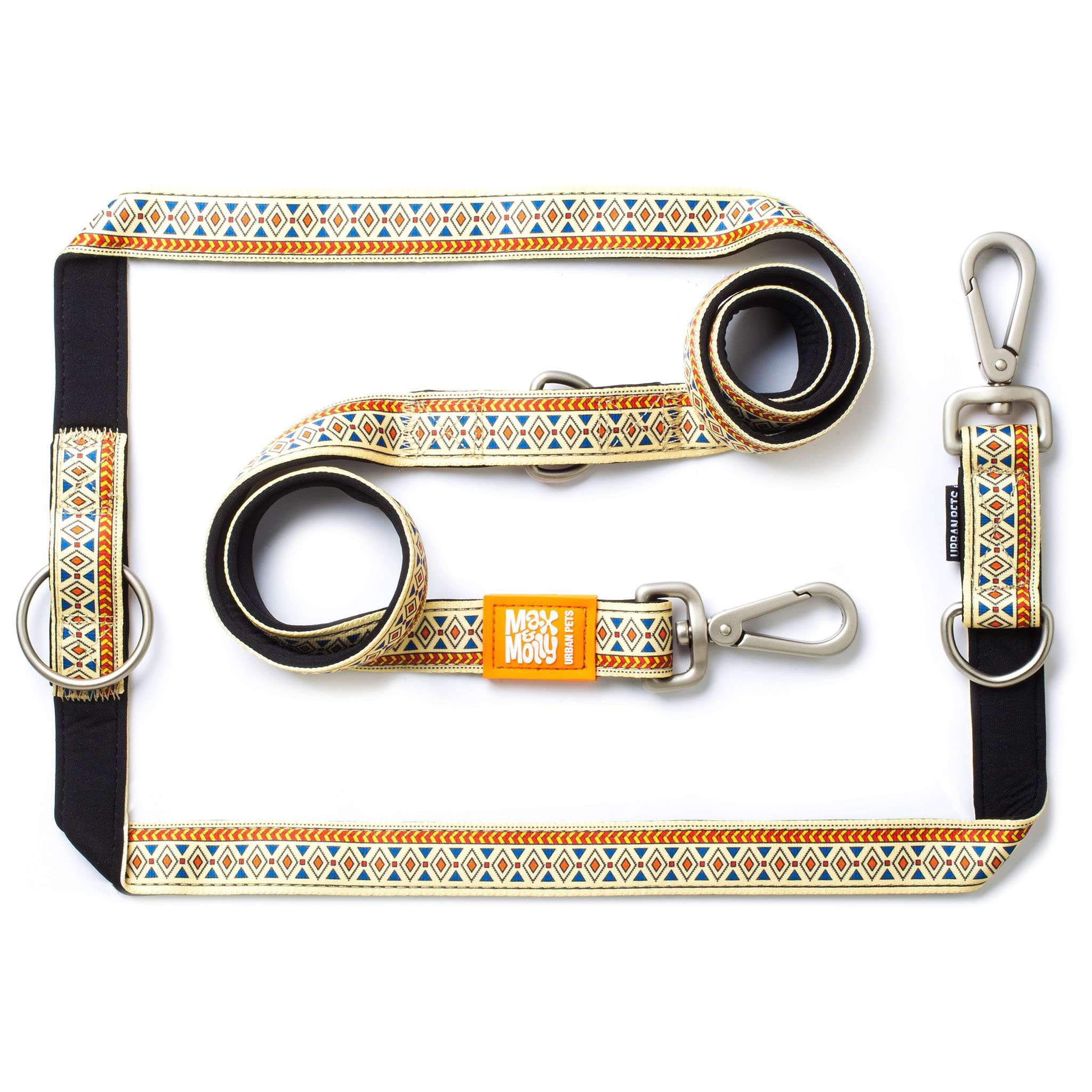 Max & Molly Mosaic | Unique Design | Comfortable | Secure | Cushioned Neoprene | Cool and Flexible | Multi-Function Leash