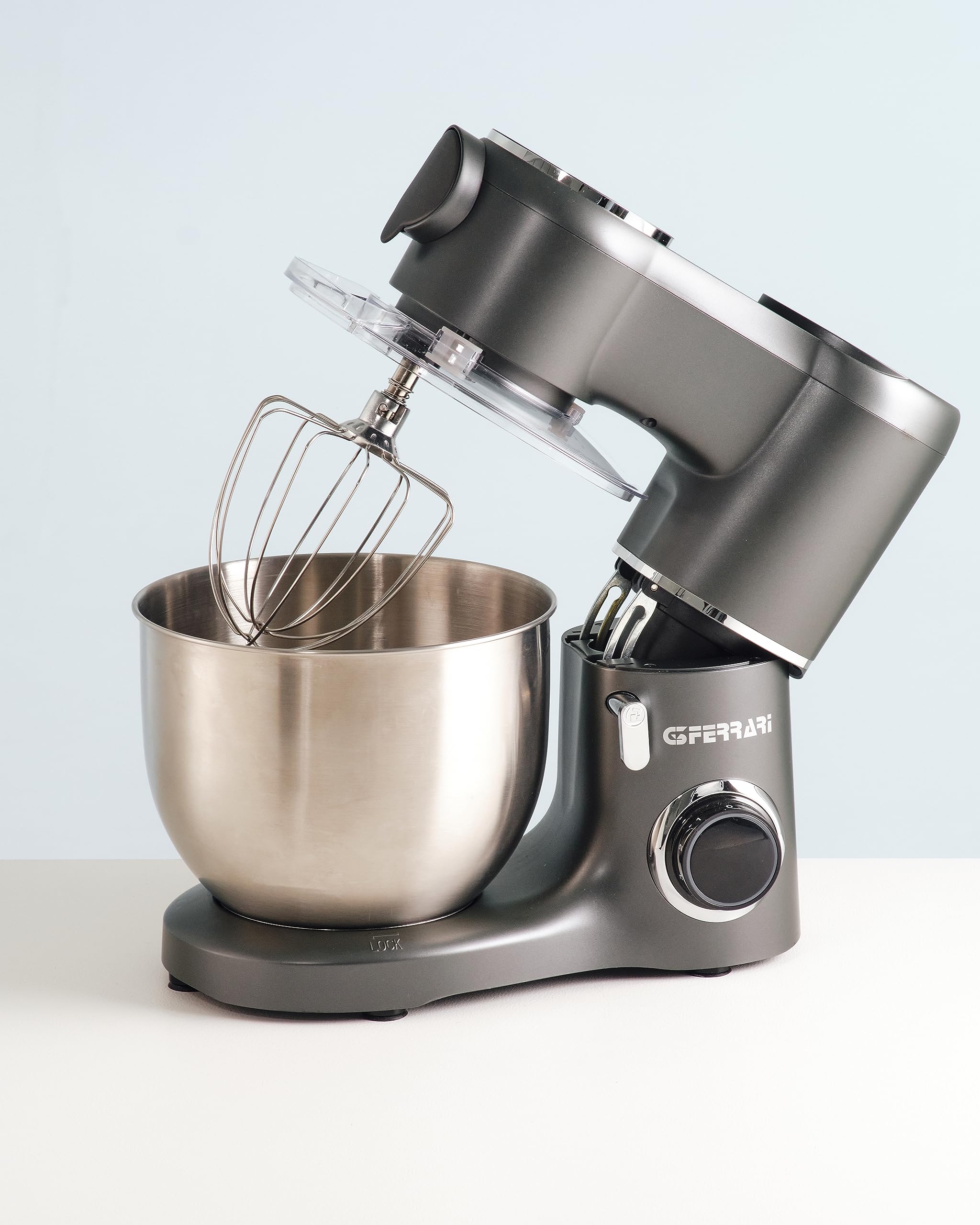 G3 Ferrari G20149 Küchenmaschine Pastaio, 1800 Watt (max), 7 Liter Fassungsvermögen, 6 Geschwindigkeiten, Edelstahlschüssel, inkl. Zubehör, einfacher Knethaken, Anthrazitgrau 9